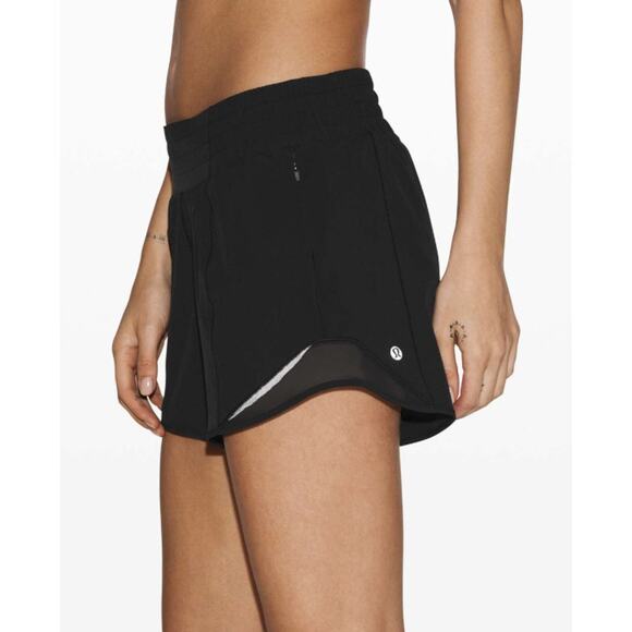 Lululemon Shorts Women 6 Hotty Hot High Rise Long 4 Black Lined Running Athletic - Picture 4 of 15
